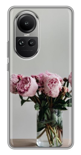 Чехол с картинкой "Пионы в вазе" для Oppo Reno 10
