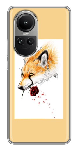 Силиконовый чехол с изображением "Лиса с розой" для Oppo Reno 10 Pro