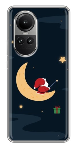 Чехол с принтом "Санта на луне" для Oppo Reno 10 Pro