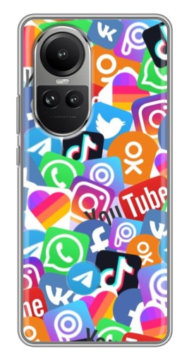 Силиконовый чехол с изображением "Яркие иконки" для Oppo Reno 10 Pro