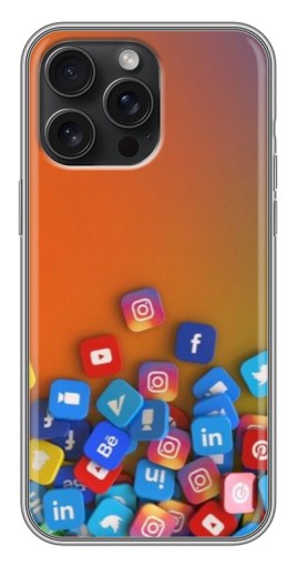 Чехол с принтом "Иконки соц сетей" для iPhone 15 Pro Max
