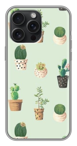 Чехол с печатью "Кактусы в горшочках " для iPhone 15 Pro Max