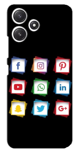 Силиконовый чехол с изображением "Иконки на черном" для Xiaomi POCO M6