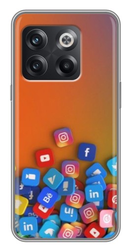 Чехол с картинкой "Иконки соц сетей" для OnePlus 10T