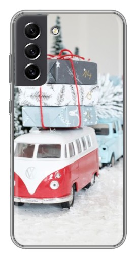 Силиконовый чехол с изображением "Автобус с подарками" для Samsung Galaxy S21 FE
