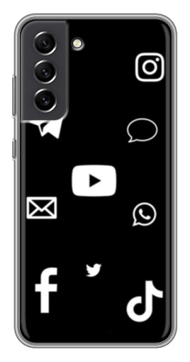 Чехол с картинкой "Белые иконки" для Samsung Galaxy S21 FE