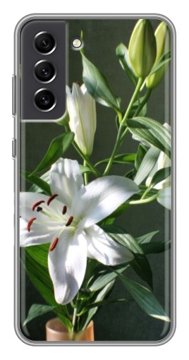 Чехол с картинкой "Белые лилии" для Samsung Galaxy S21 FE