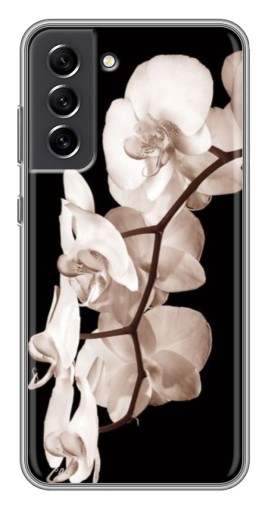 Чехол с картинкой "Черно-белая орхидея" для Samsung Galaxy S21 FE