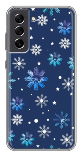 Чехол с картинкой "Фон с снежинками" для Samsung Galaxy S21 FE