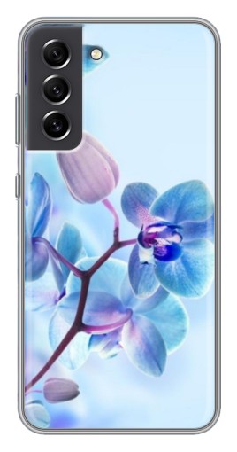 Силиконовый чехол с изображением "Голубые орхидеи" для Samsung Galaxy S21 FE