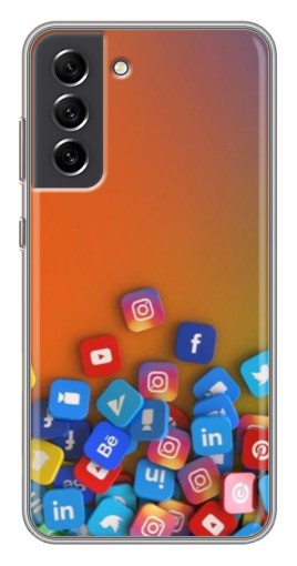 Чехол с печатью "Иконки соц сетей" для Samsung Galaxy S21 FE