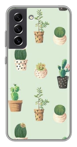 Чехол с печатью "Кактусы в горшочках " для Samsung Galaxy S21 FE