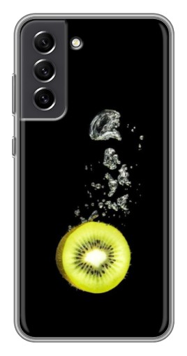 Силиконовый чехол с изображением "Киви на черном" для Samsung Galaxy S21 FE