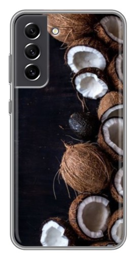 Силиконовый чехол с изображением "Кокосы на черном" для Samsung Galaxy S21 FE