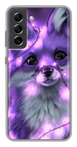 Чехол с картинкой "Лисенок фиолетовый" для Samsung Galaxy S21 FE