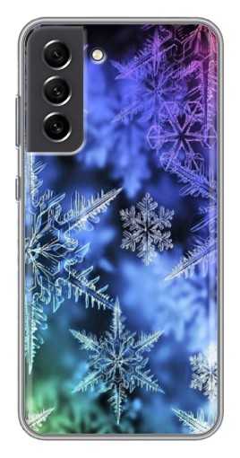 Силиконовый чехол с изображением "Разноцветные снежинки" для Samsung Galaxy S21 FE