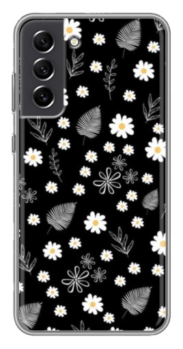 Чехол с печатью "Ромашки на черном" для Samsung Galaxy S21 FE