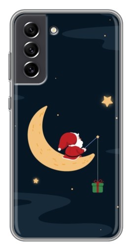 Силиконовый чехол с изображением "Санта на луне" для Samsung Galaxy S21 FE