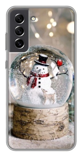 Чехол с картинкой "Снеговик в шаре" для Samsung Galaxy S21 FE