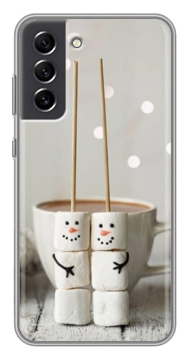 Силиконовый чехол с изображением "Снеговики из зефира" для Samsung Galaxy S21 FE