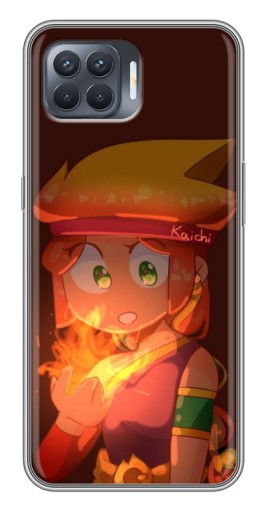 Силиконовый чехол с изображением "Amber с огнем" для OPPO Reno 4 Lite