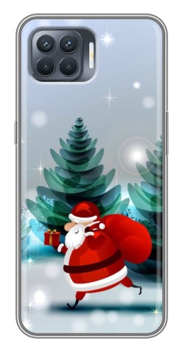 Силиконовый чехол с изображением "Дед Мороз с подарком" для OPPO Reno 4 Lite