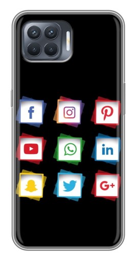 Чехол с печатью "Иконки на черном" для OPPO Reno 4 Lite