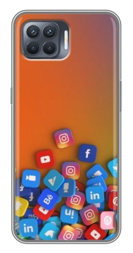 Чехол с картинкой "Иконки соц сетей" для OPPO Reno 4 Lite