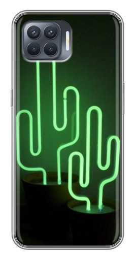 Чехол с картинкой "Неоновый кактус" для OPPO Reno 4 Lite
