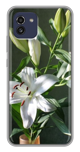 Чехол с принтом "Белые лилии" для Samsung Galaxy A03 (A035)