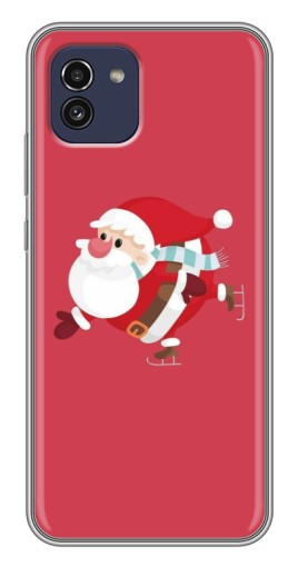 Силиконовый чехол с изображением "Дед Мороз на коньках" для Samsung Galaxy A03 (A035)