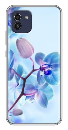 Силиконовый чехол с изображением "Голубые орхидеи" для Samsung Galaxy A03 (A035)