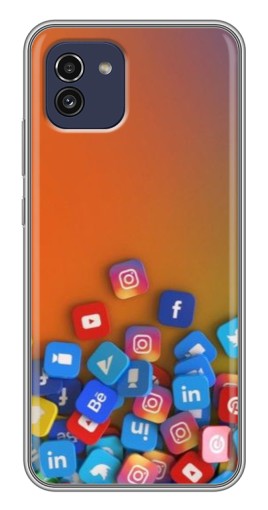 Силиконовый чехол с изображением "Иконки соц сетей" для Samsung Galaxy A03 (A035)