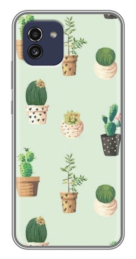 Чехол с принтом "Кактусы в горшочках " для Samsung Galaxy A03 (A035)