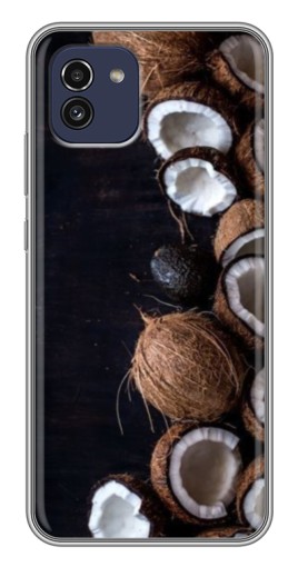 Силиконовый чехол с изображением "Кокосы на черном" для Samsung Galaxy A03 (A035)