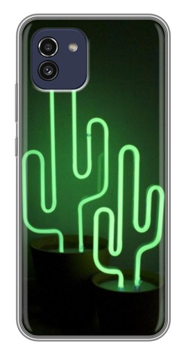 Силиконовый чехол с изображением "Неоновый кактус" для Samsung Galaxy A03 (A035)