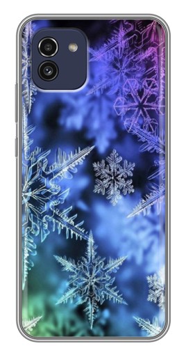 Силиконовый чехол с изображением "Разноцветные снежинки" для Samsung Galaxy A03 (A035)