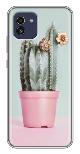 Чехол с картинкой "Цветущий кактус" для Samsung Galaxy A03 (A035)