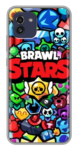 Чехол с принтом "Значки Бравл Старс" для Samsung Galaxy A03 (A035)