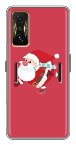 Чехол с картинкой "Дед Мороз на коньках" для Xiaomi POCO F4 GT
