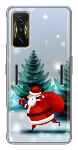 Силиконовый чехол с изображением "Дед Мороз с подарком" для Xiaomi POCO F4 GT