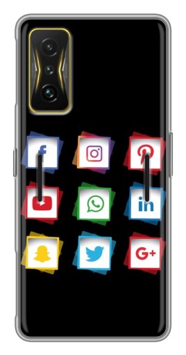 Силиконовый чехол с изображением "Иконки на черном" для Xiaomi POCO F4 GT