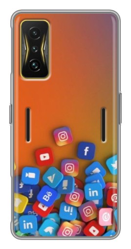 Чехол с картинкой "Иконки соц сетей" для Xiaomi POCO F4 GT