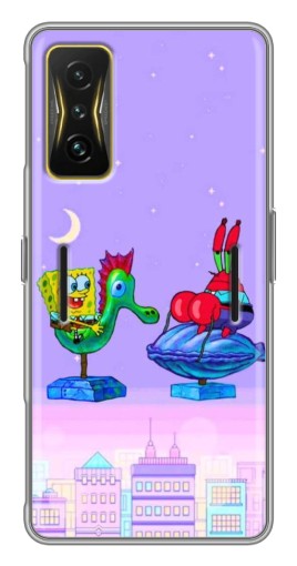Силиконовый чехол с изображением "Крабс и Спанч Боб" для Xiaomi POCO F4 GT