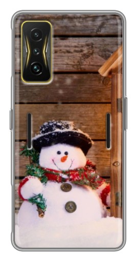 Чехол с картинкой "Рождественский снеговик" для Xiaomi POCO F4 GT