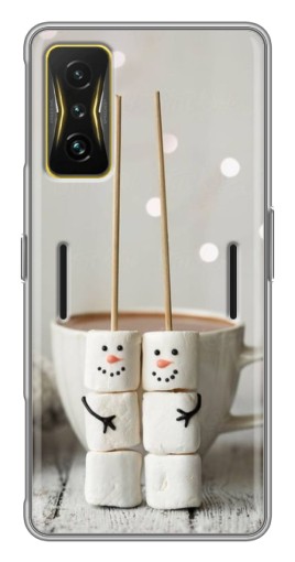 Чехол с картинкой "Снеговики из зефира" для Xiaomi POCO F4 GT