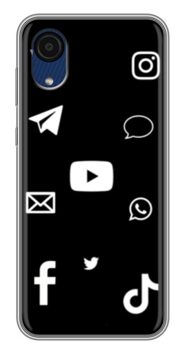 Чехол с картинкой "Белые иконки" для Samsung Galaxy A03 Core