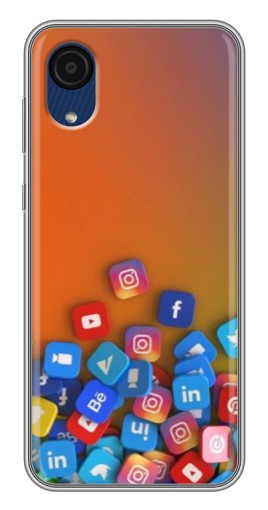 Силиконовый чехол с изображением "Иконки соц сетей" для Samsung Galaxy A03 Core