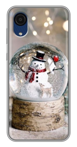 Чехол с картинкой "Снеговик в шаре" для Samsung Galaxy A03 Core
