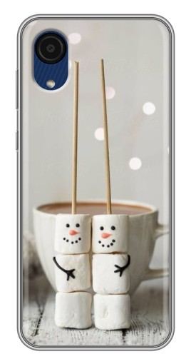 Силиконовый чехол с изображением "Снеговики из зефира" для Samsung Galaxy A03 Core